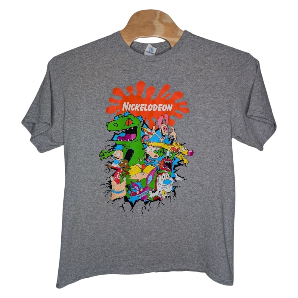 Nickelodeon Characters Retro T Shirt XL Rugrats Hey‎ Arnold CatDog Ren & Stimpy